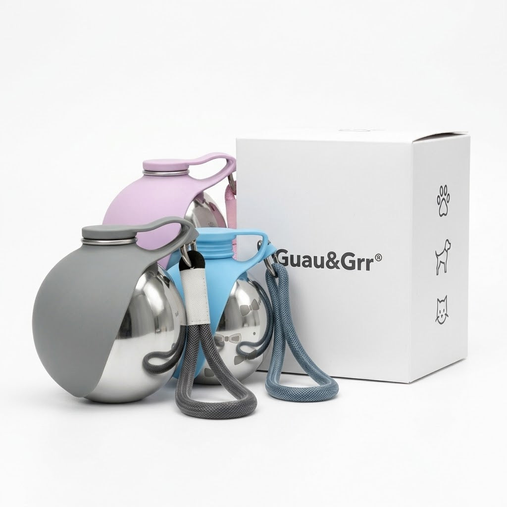 Guau&Grr® | Botella Portátil Inox 2 en 1 "HydroPaw"