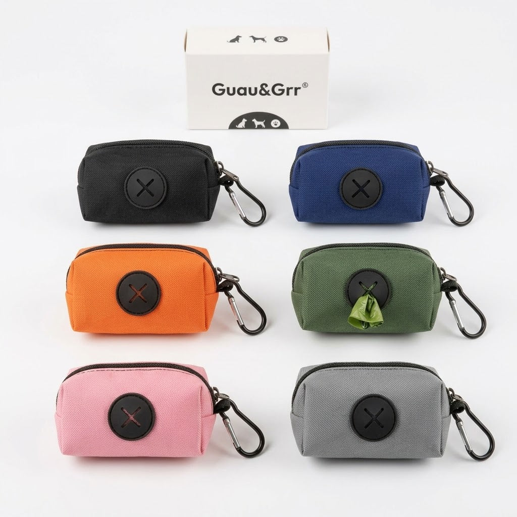 Guau&Grr® | Dispensador de Bolsas en Lona Premium con Mosquetón "PawsPort"