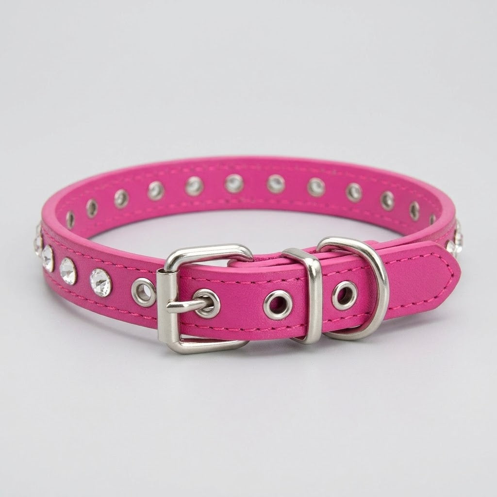 Guau&Grr® | Collar Elegante en Cuero con Pedrería "DiamondGlam"