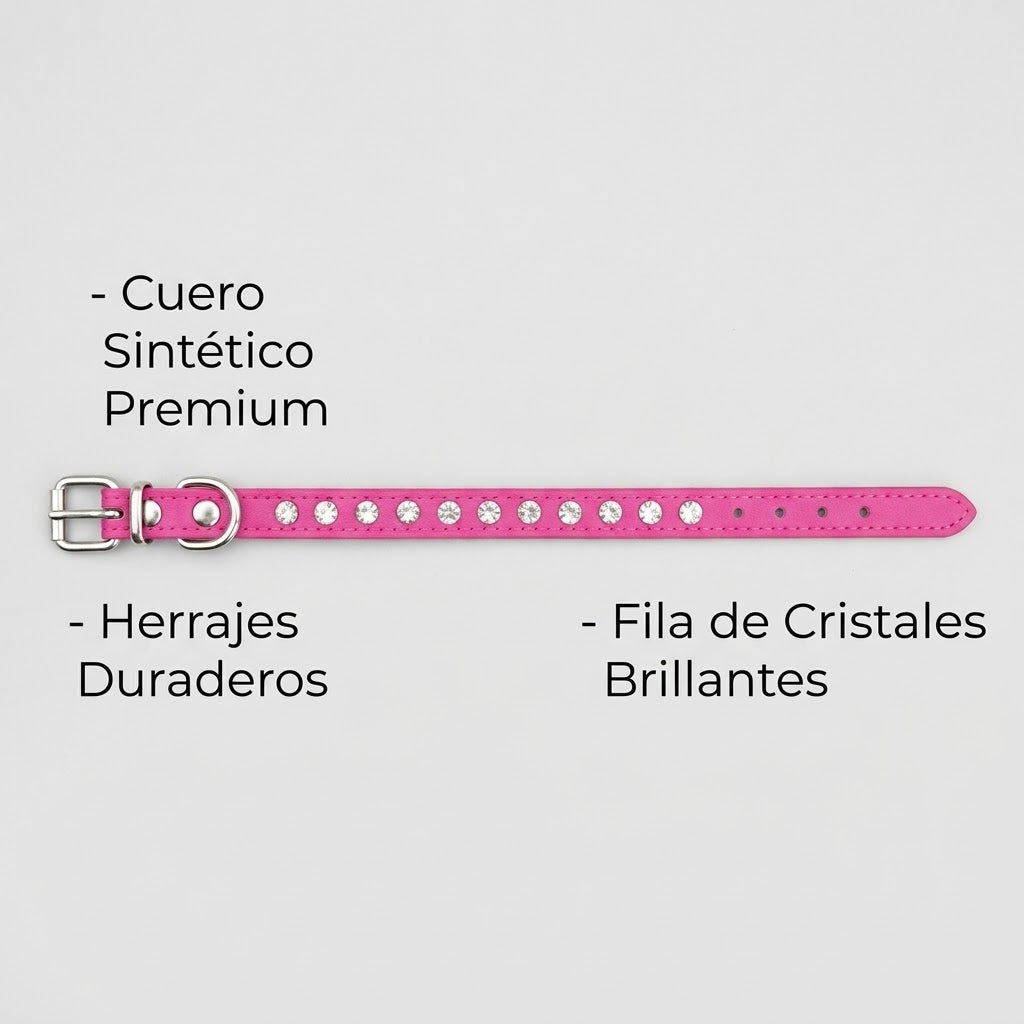 Guau&Grr® | Collar Elegante en Cuero con Pedrería "DiamondGlam"