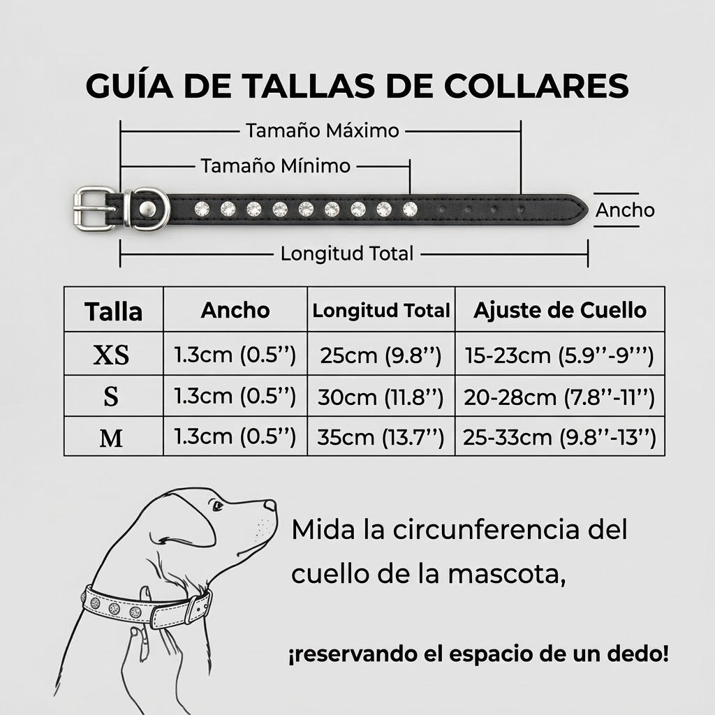 Guau&Grr® | Collar Elegante en Cuero con Pedrería "DiamondGlam"