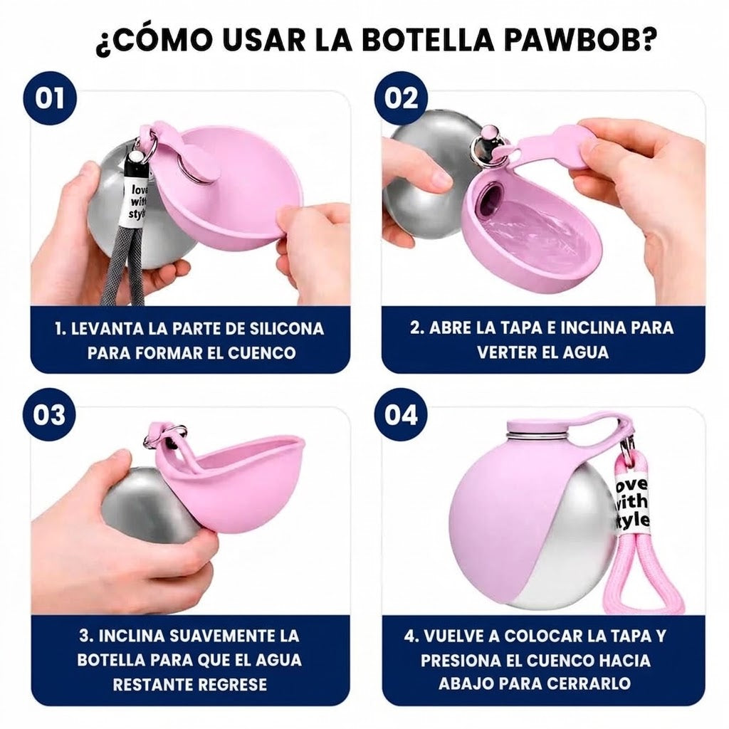 Guau&Grr® | Botella Portátil Inox 2 en 1 "HydroPaw"